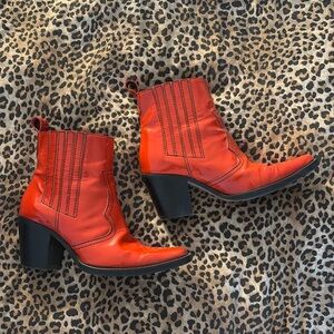 GANNI RED PATENT LEATHER BOOTS